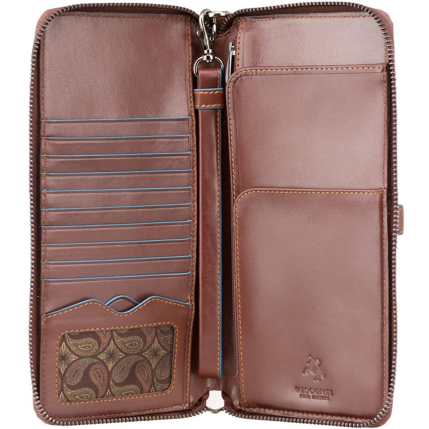 Genuine Leather Travel Wallet - Visconti Alfred, RFID Protection, Brown (ALP89 IT BRN)