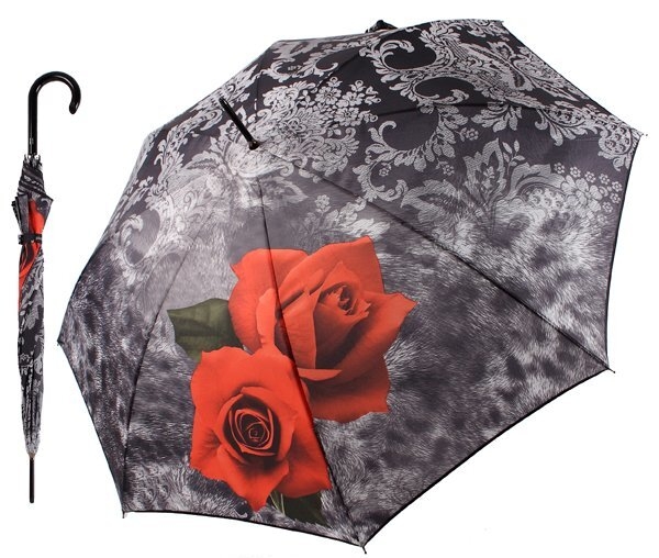 Straight Umbrella Auto Open & Close HAPPY RAIN Ornamentic Roses 80593;00