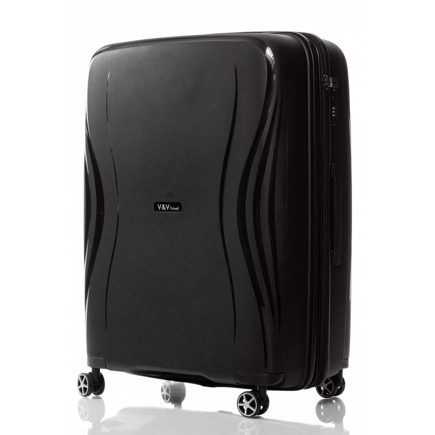 Hardside Suitcase 115L L V&V Travel Flash Light H8019-75Black