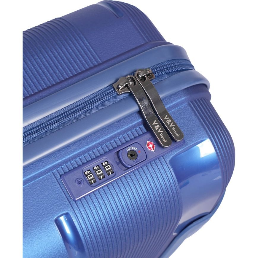 Hard-side Suitcase 38L S V&V Travel Metallo H8023-55Blue